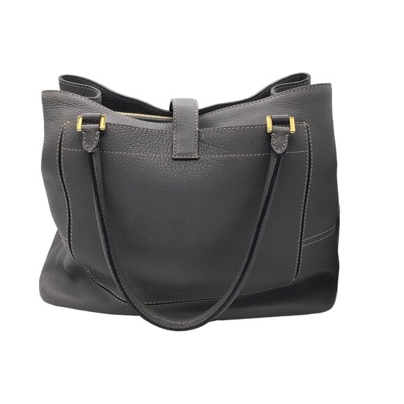 LORO PIANA GREY LARGE PEBBLED LEATHER HANDBAG - Picture 3 of 12